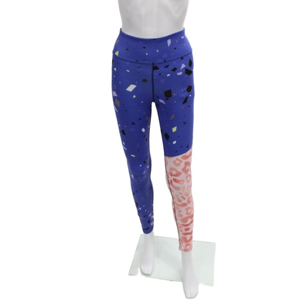 Loony Legs Womens Ankle Geometric Blue Leggings Size S